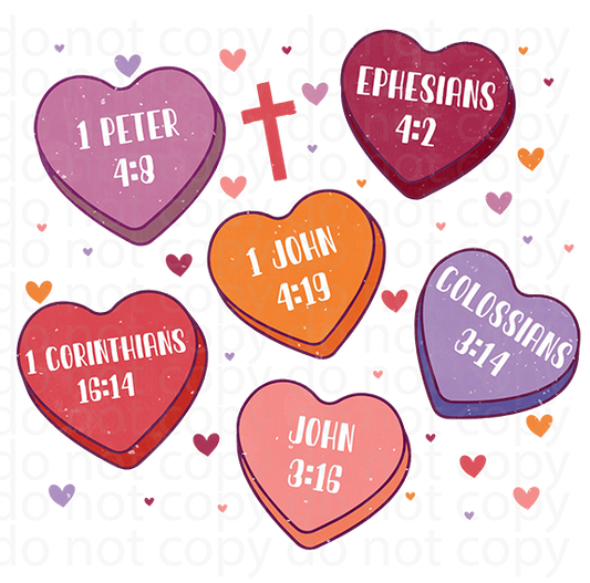 2024 scripture valentine hearts vinyl decal | UV DTF decal | DTF print