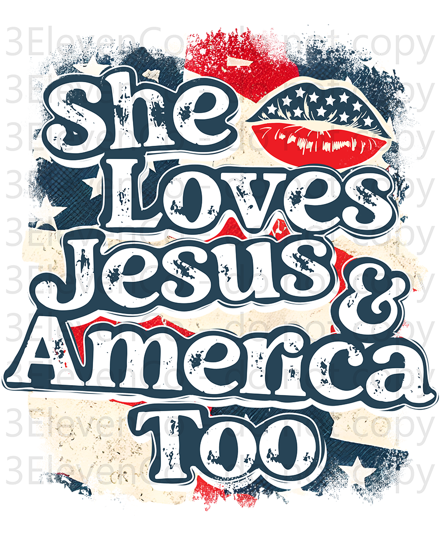 she loves Jesus & America too decal | DTF print