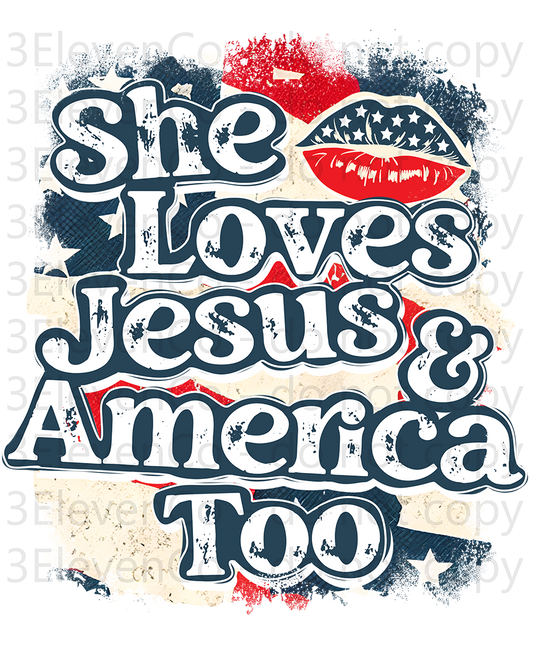 she loves Jesus & America too decal | DTF print