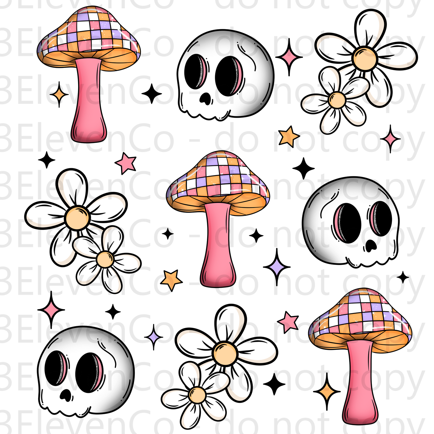 CS 2024 shroom skull seamless vinyl sheet | decal | vinyl wrap | UV wrap |