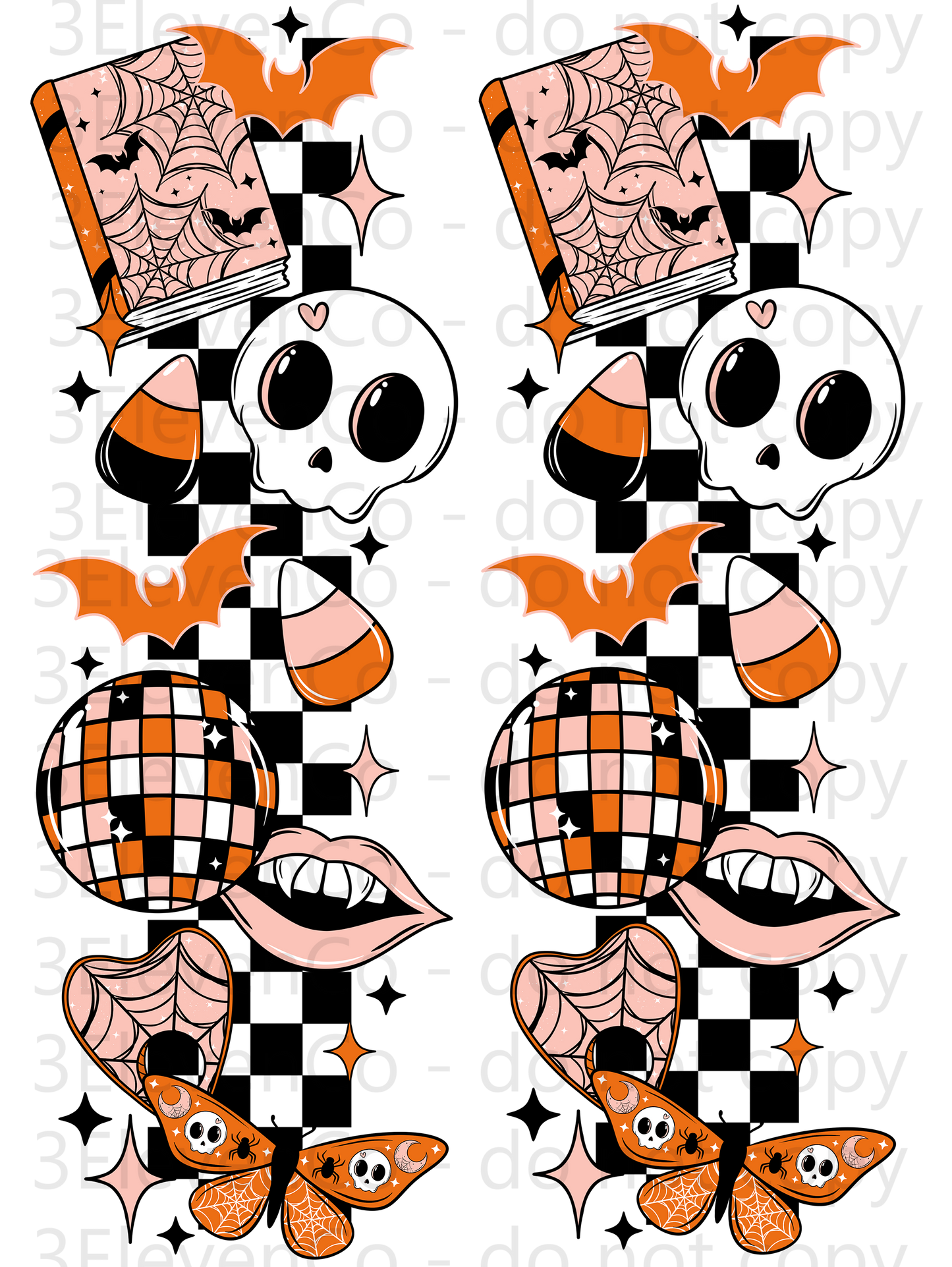 CS 2024 spooky doodles seamless vinyl sheet | decal | UV DTF decal | UV cup wrap | vinyl wrap