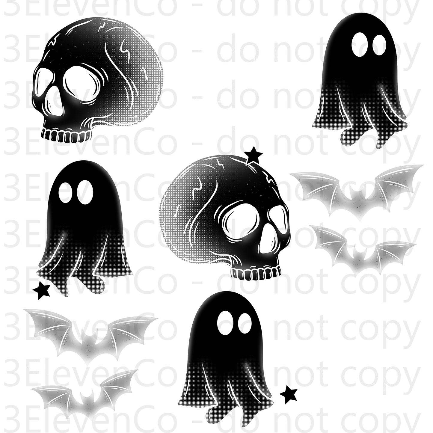 CS 2024 monochromatic or black spooky seamless vinyl sheet | decal | UV DTF decal | UV cup wrap