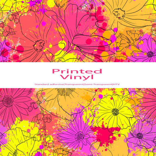 Neon floral vinyl sheet