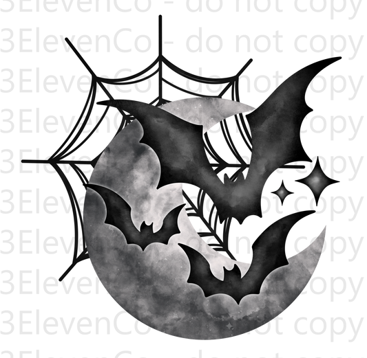 CS 2024 watercolor bat moon vinyl decal| UV DTF decal| DTF print