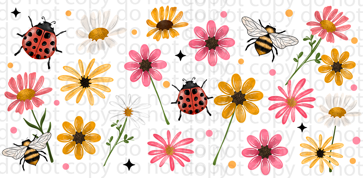 wild flowers vinyl sheet | decal | UV wrap | tumbler wrap