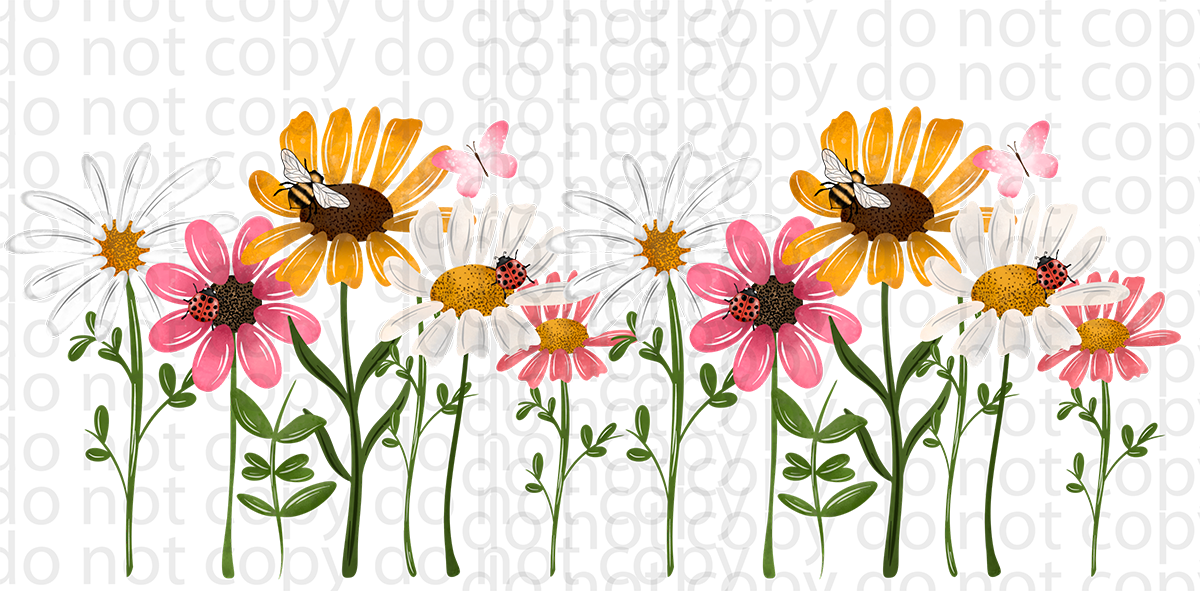 wild flowers vinyl sheet | decal | UV wrap | tumbler wrap