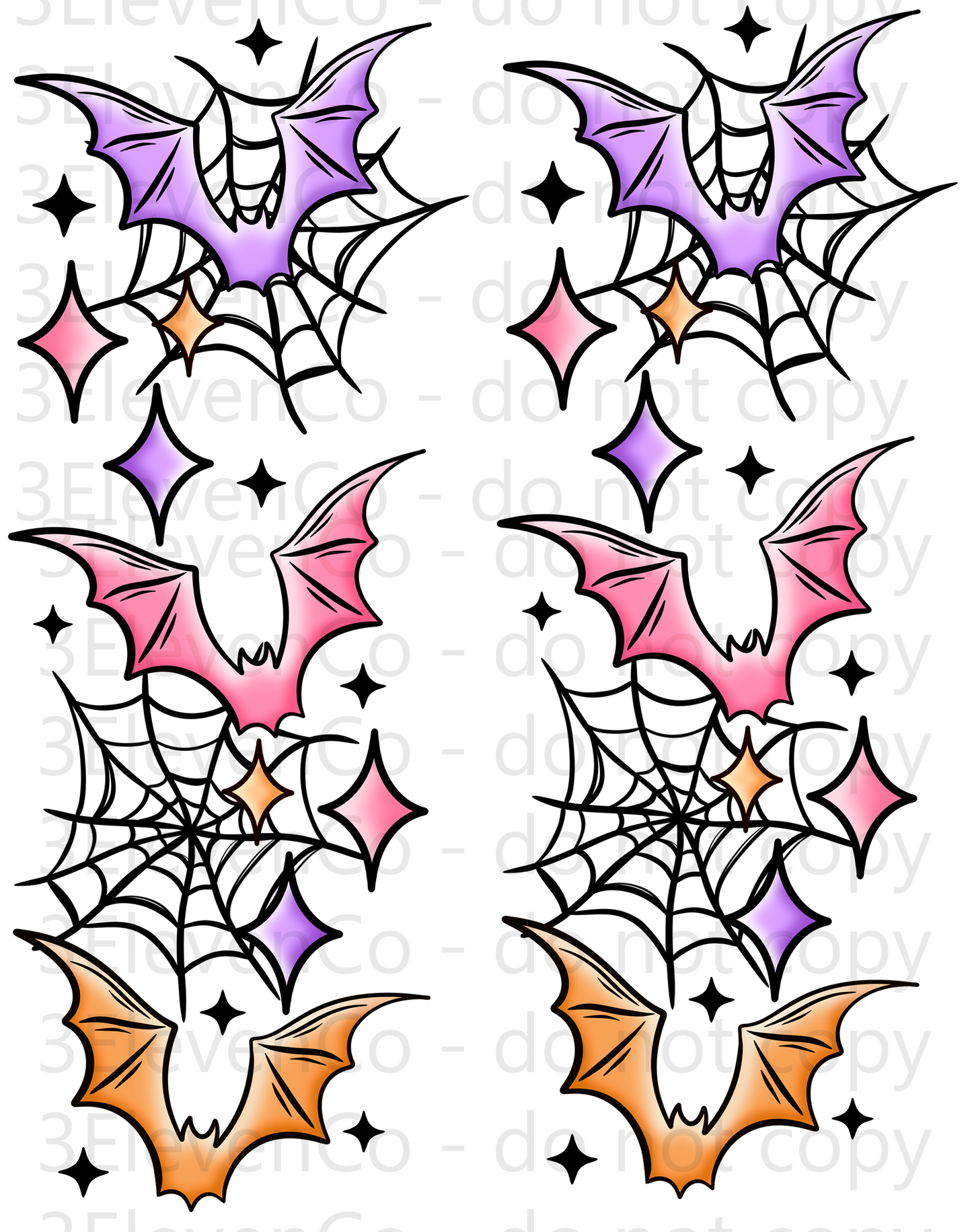 CS 2024 purple pink orange bats vinyl sheet | decal | UV wrap | DTF print