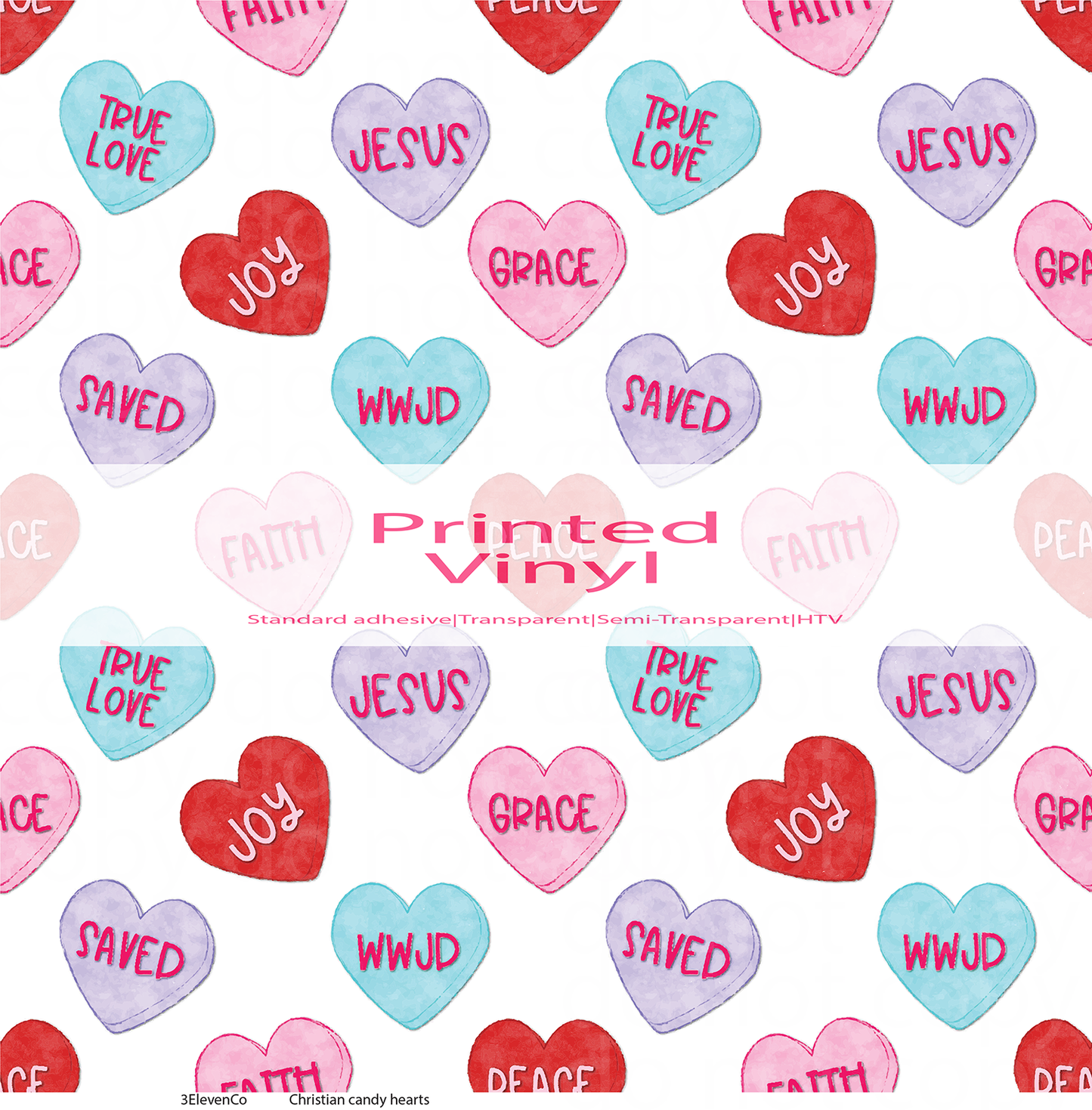 Christian candy hearts element sheet or vinyl sheet