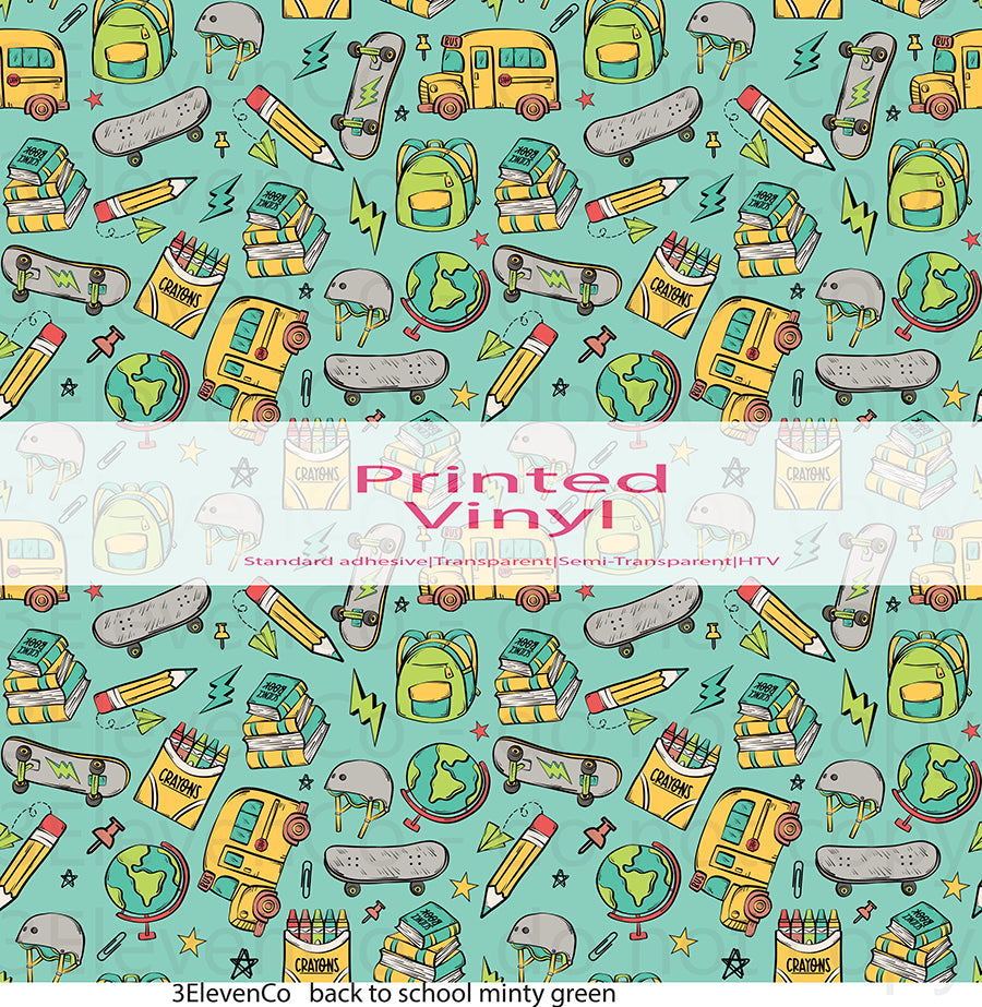 back to school minty green vinyl sheet