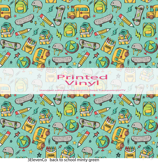 back to school minty green vinyl sheet