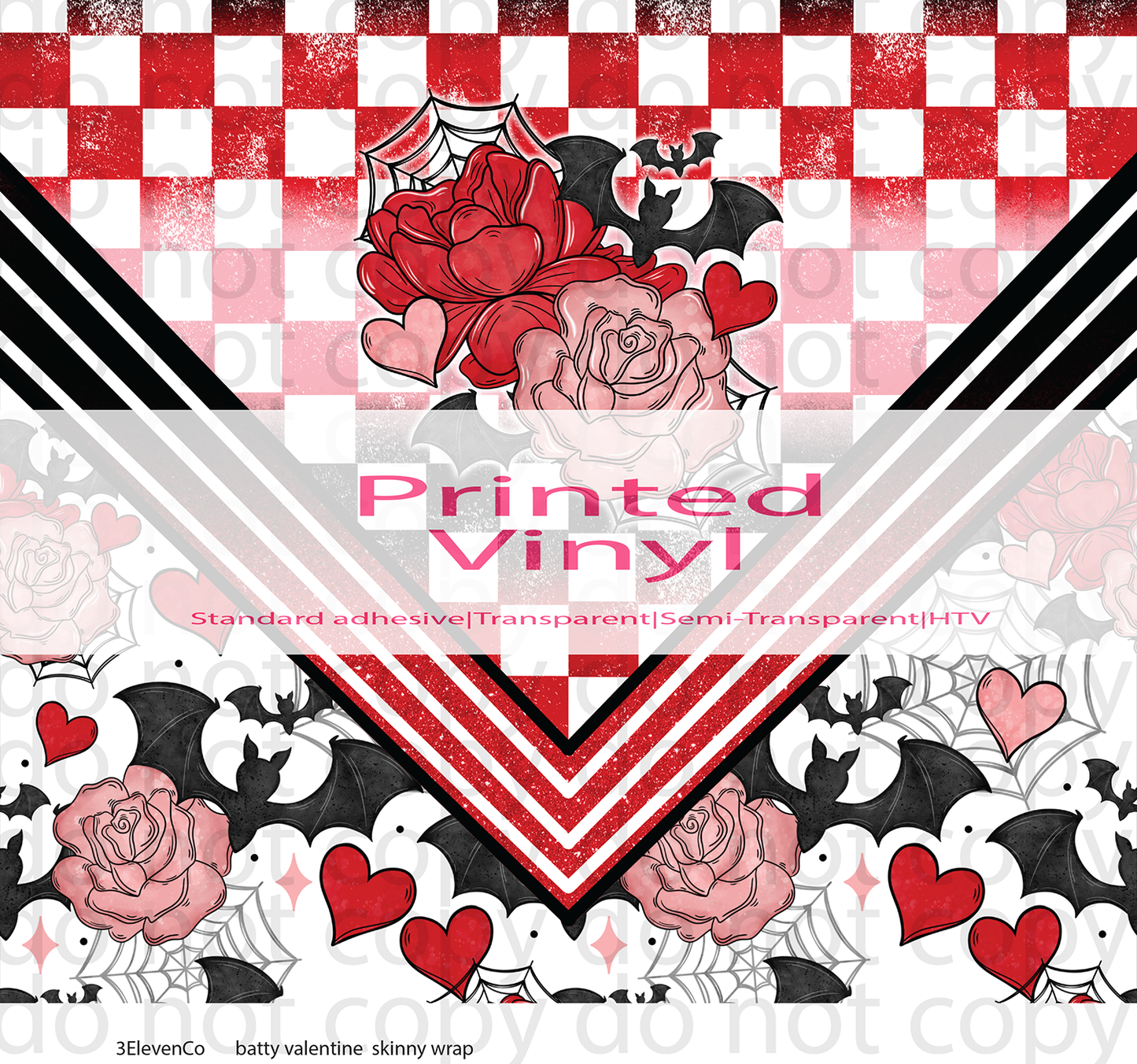 batty valentine vinyl sheet or decal or tumbler wrap