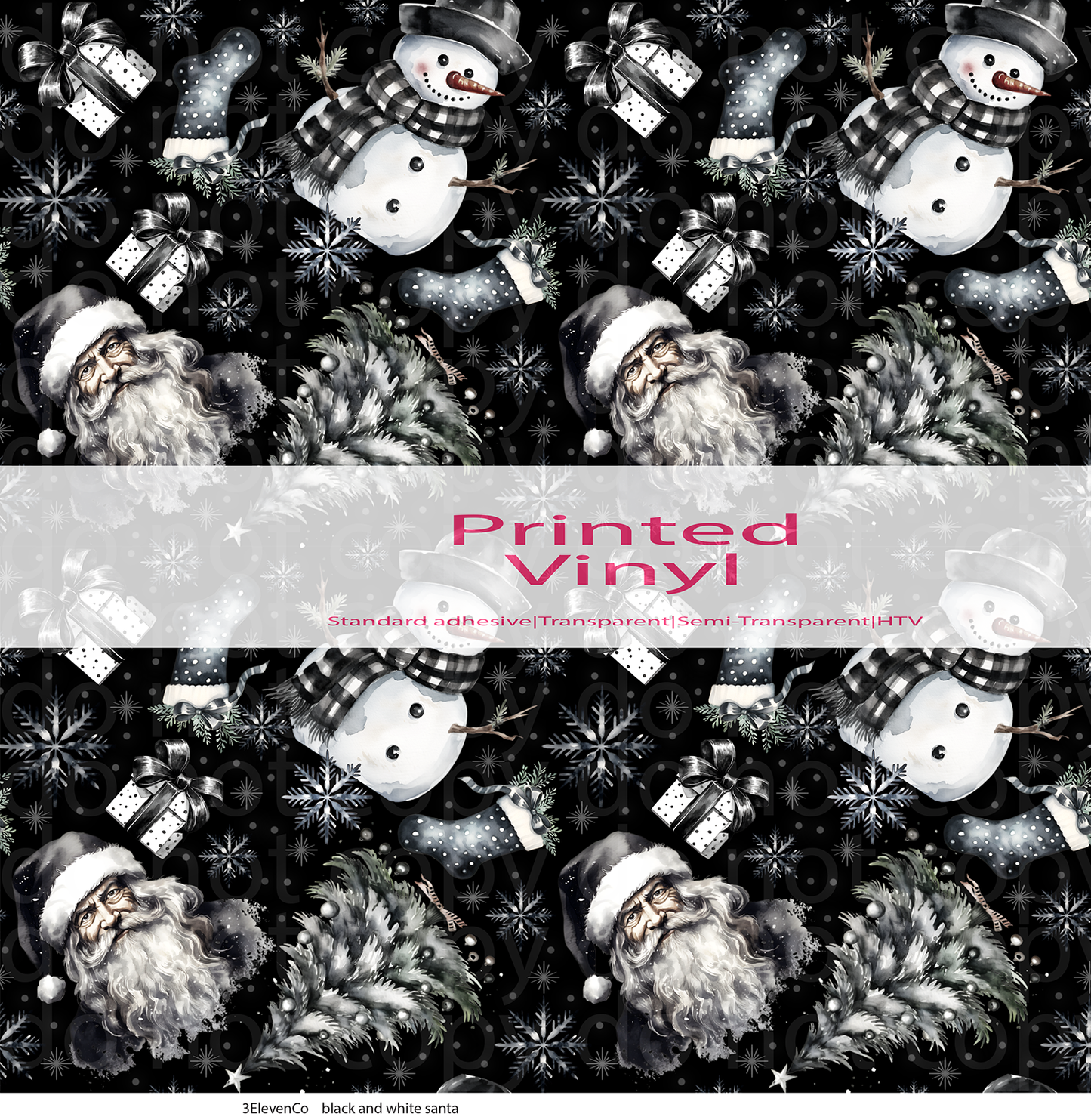 black and white santa vinyl sheet