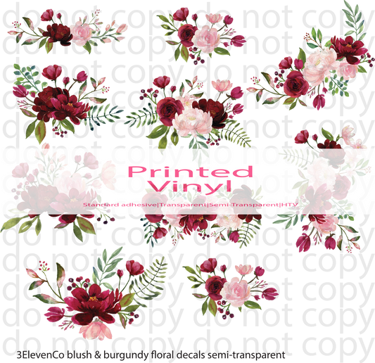 blush and burgundy florals element sheet
