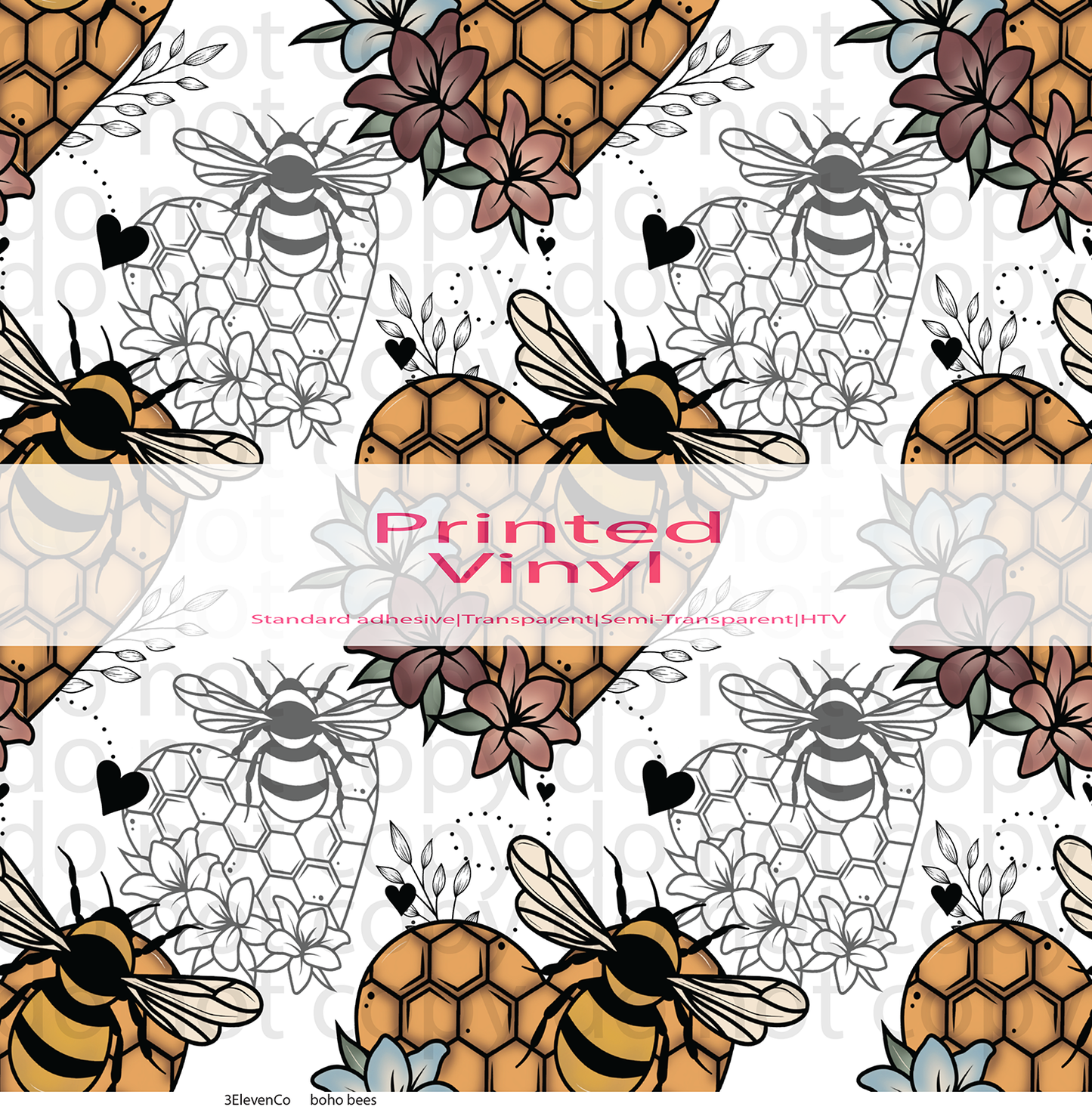 boho bees vinyl sheet