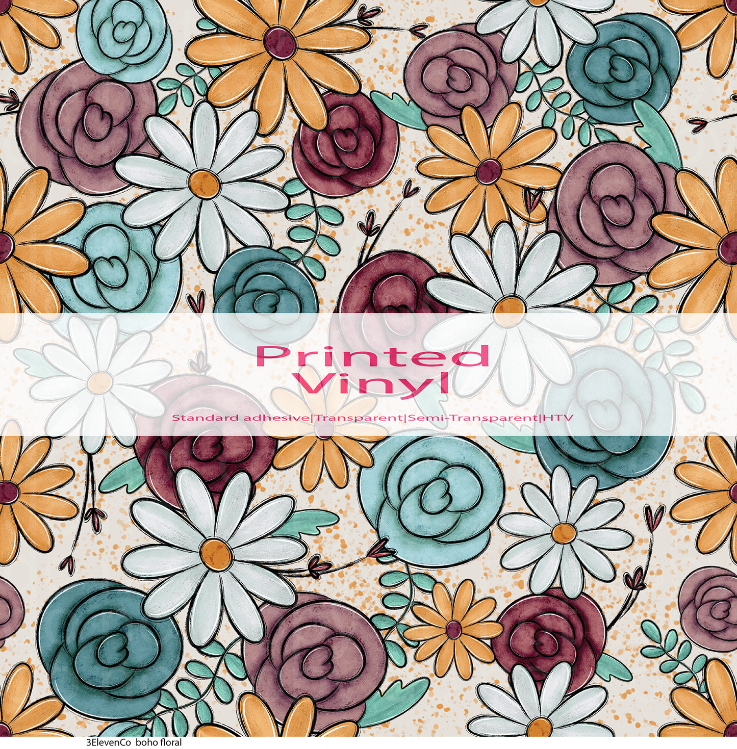 boho floral vinyl sheet