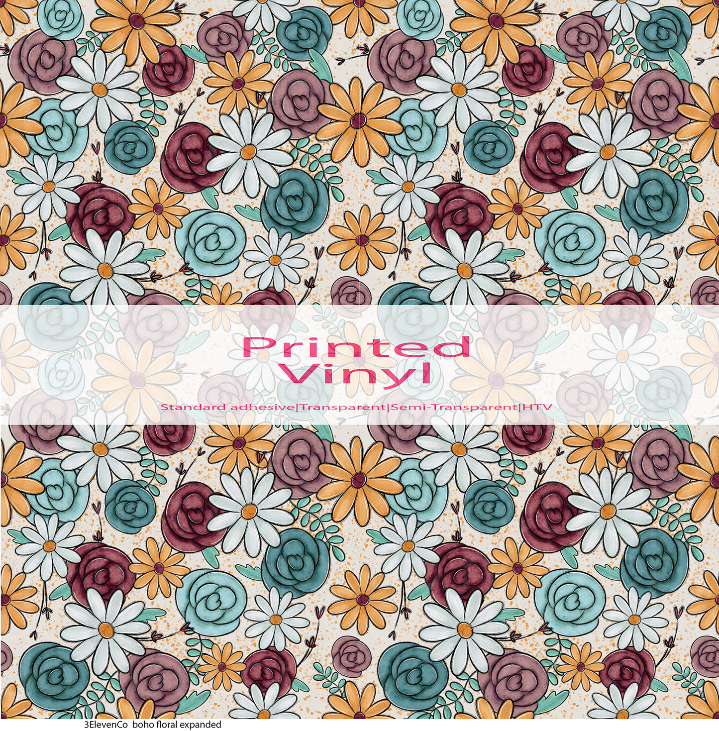 boho floral vinyl sheet