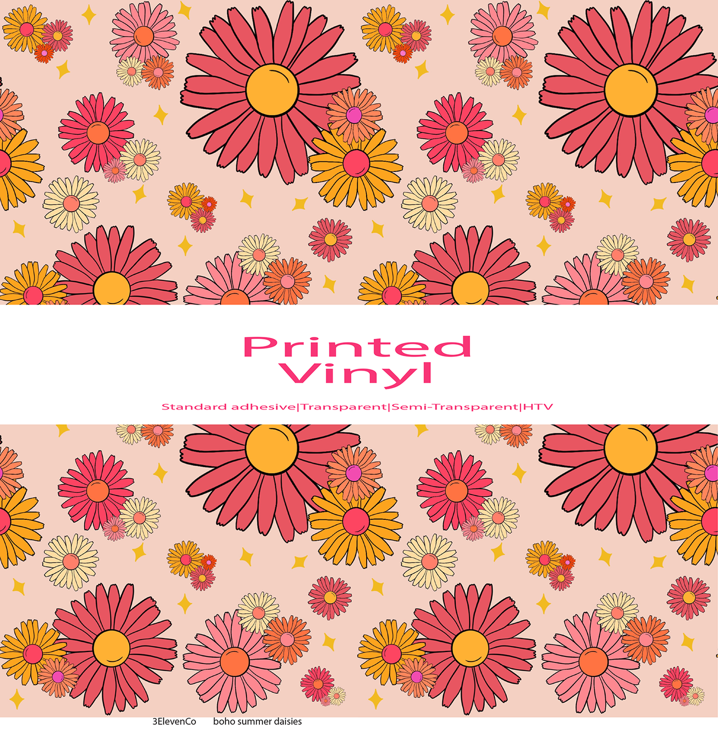 boho summer daisies vinyl sheet