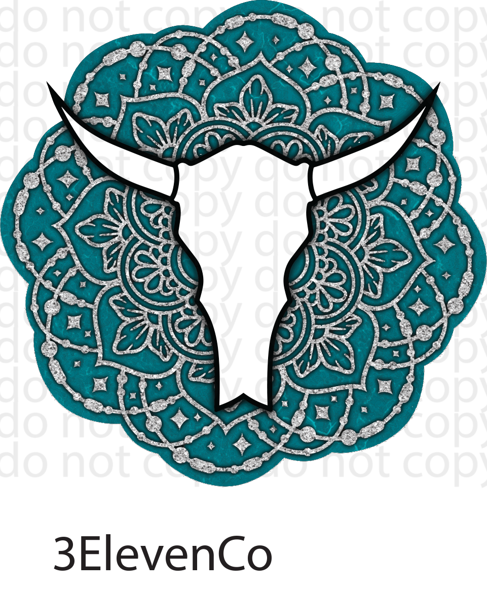 bull skull decal or sublimation print