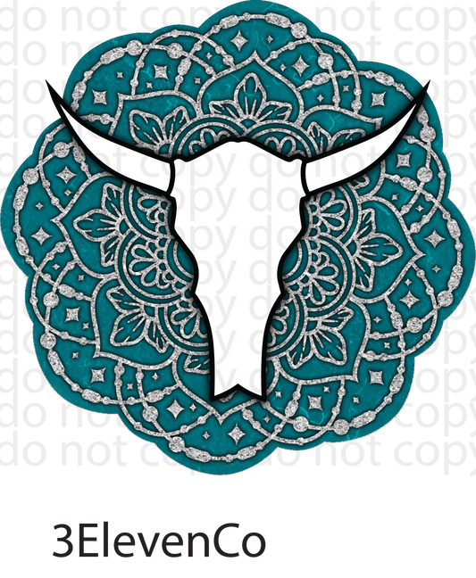 bull skull decal or sublimation print