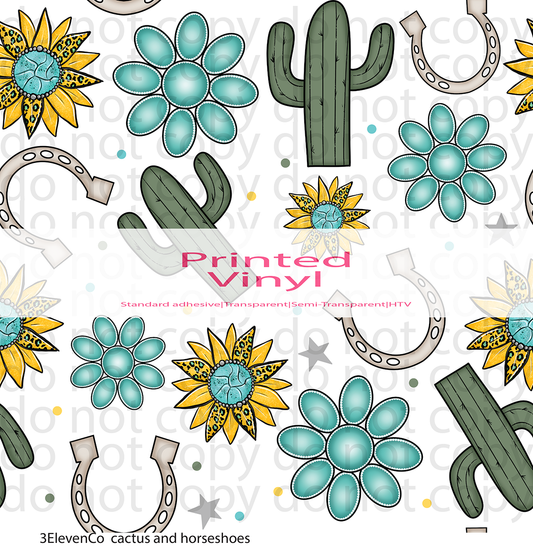 cactus and horseshoes vinyl sheet