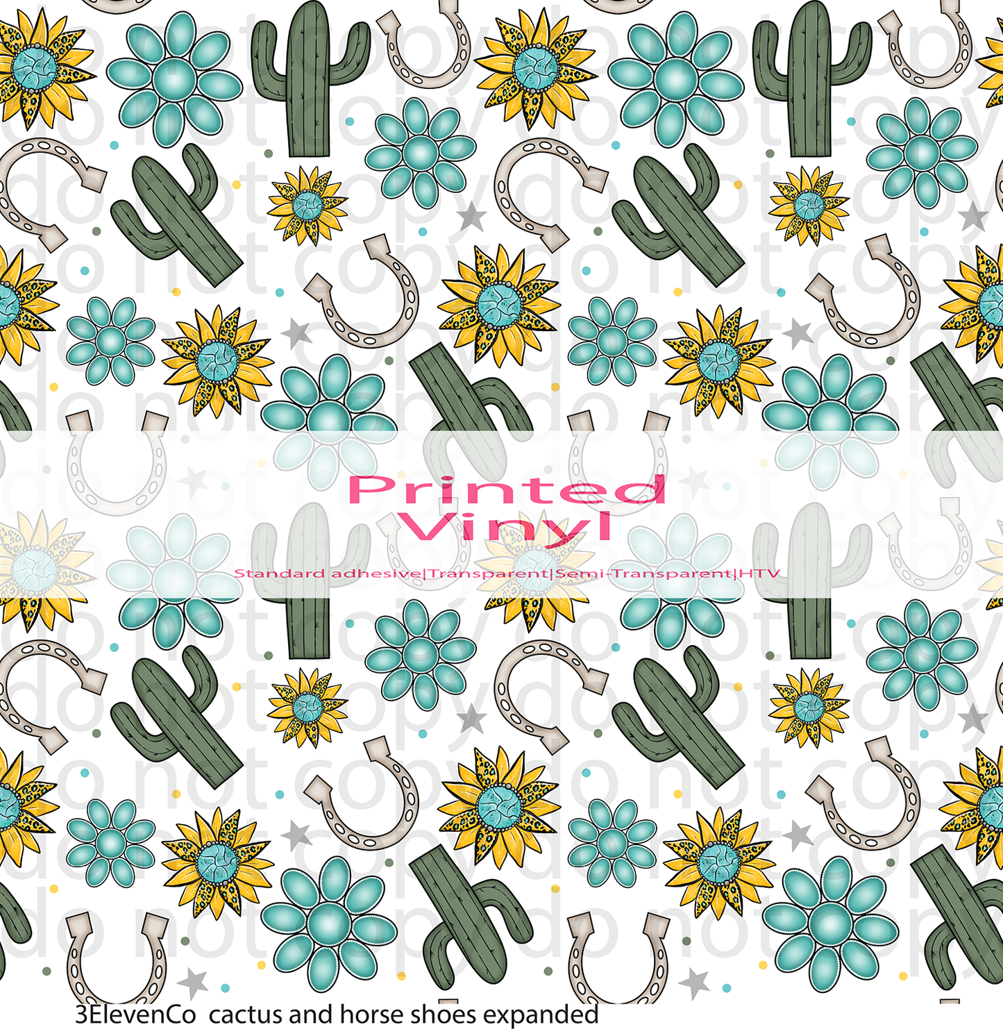 cactus and horseshoes vinyl sheet