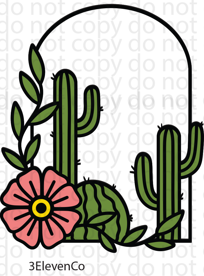 cactus panel floral decal