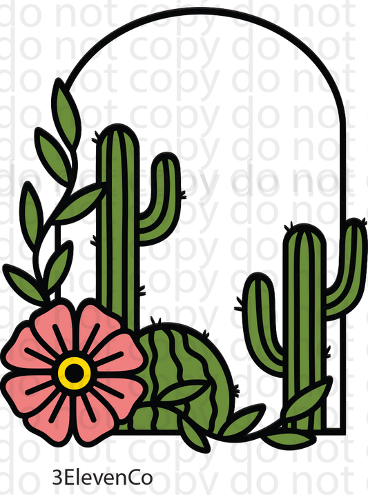 cactus panel floral decal