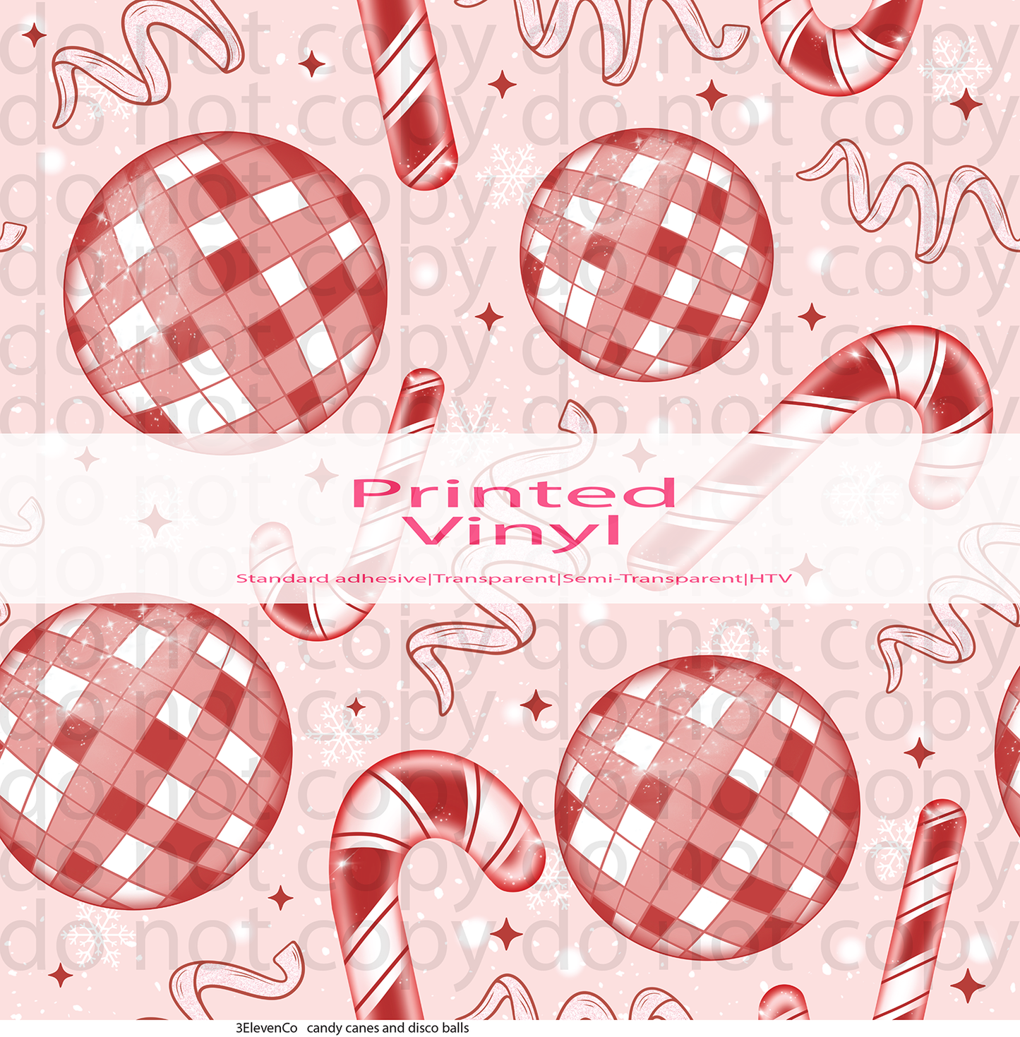 candy canes and disco balls vinyl sheet