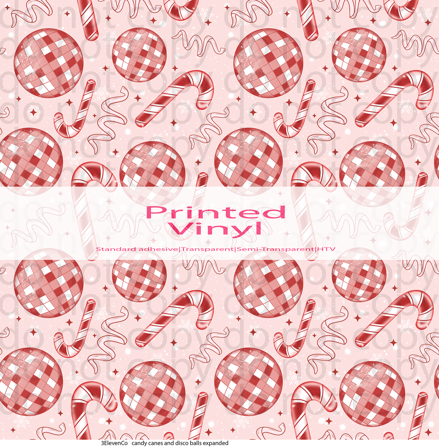 candy canes and disco balls vinyl sheet