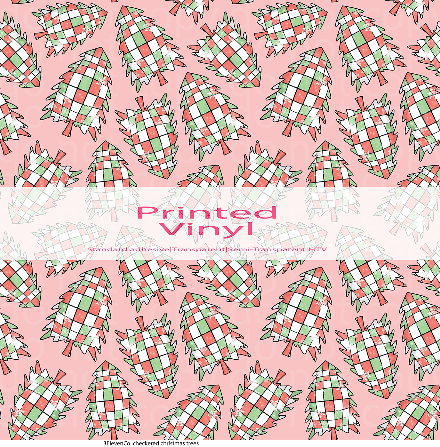 checkered christmas trees vinyl sheet