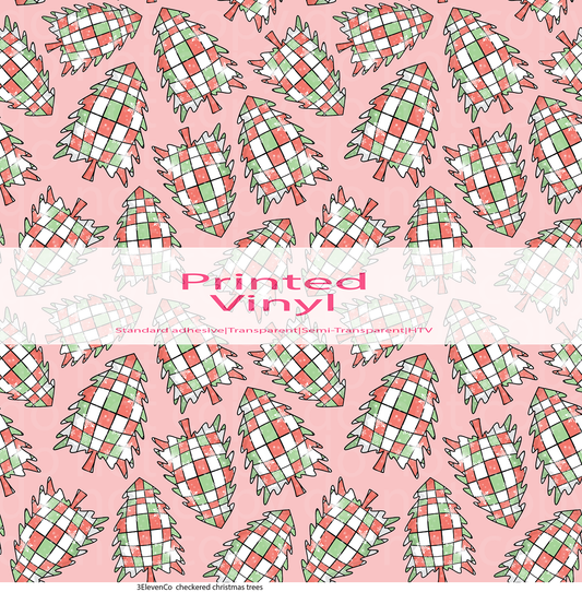 checkered christmas trees vinyl sheet