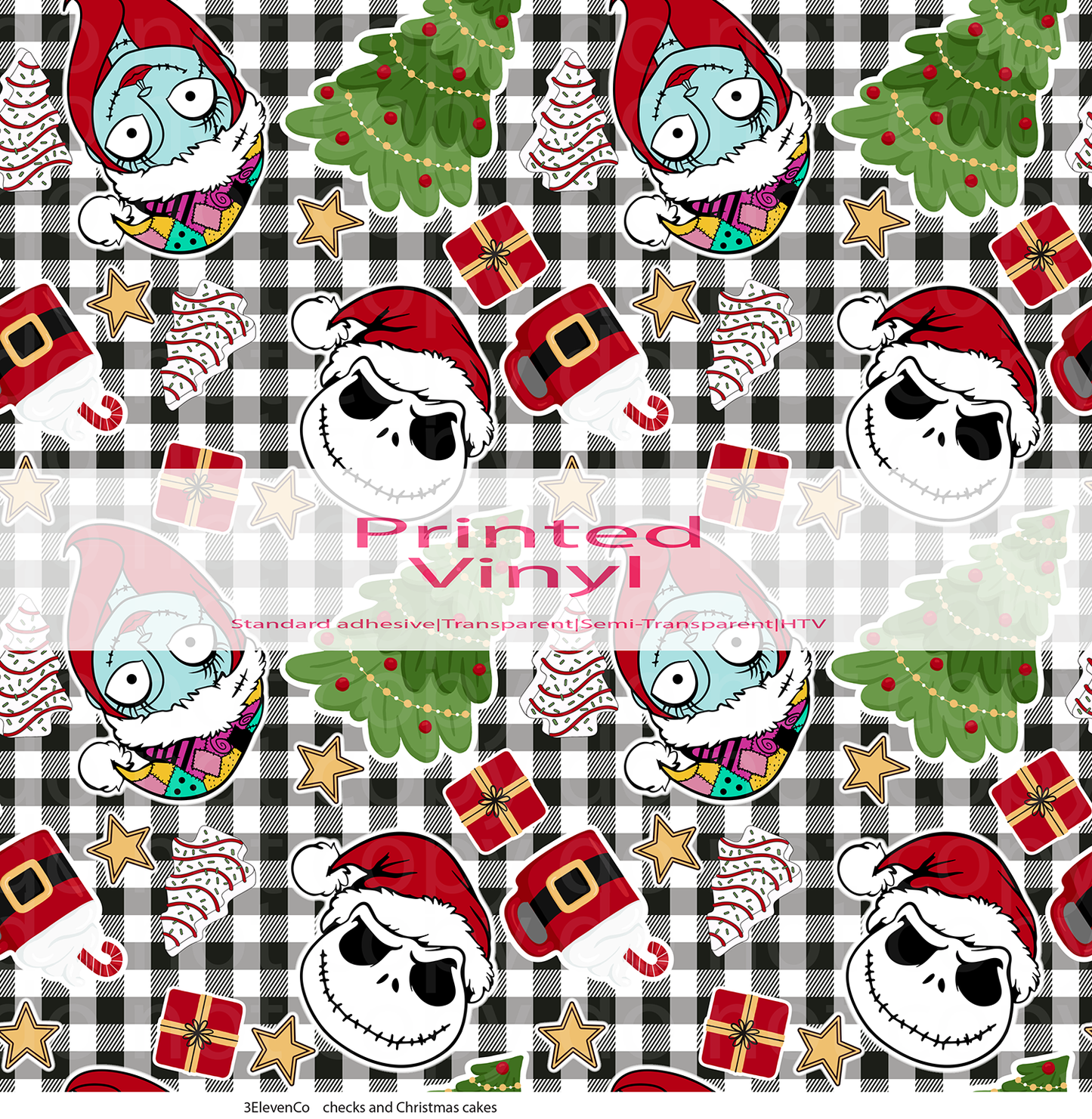 checks and Christmas cakes vinyl sheet