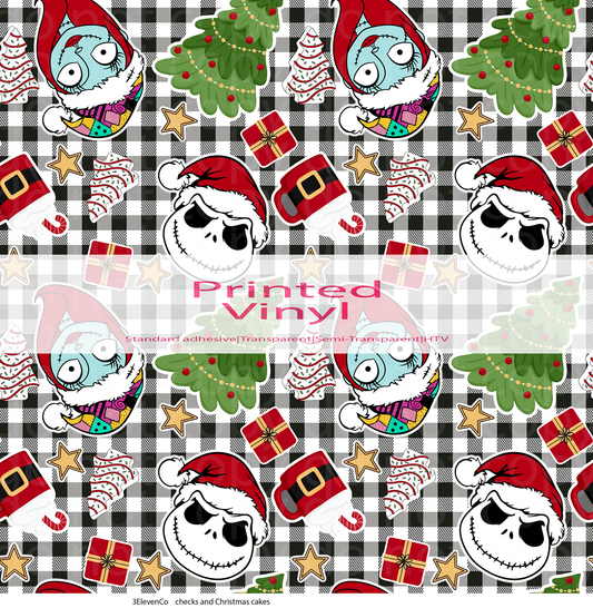 checks and Christmas cakes vinyl sheet