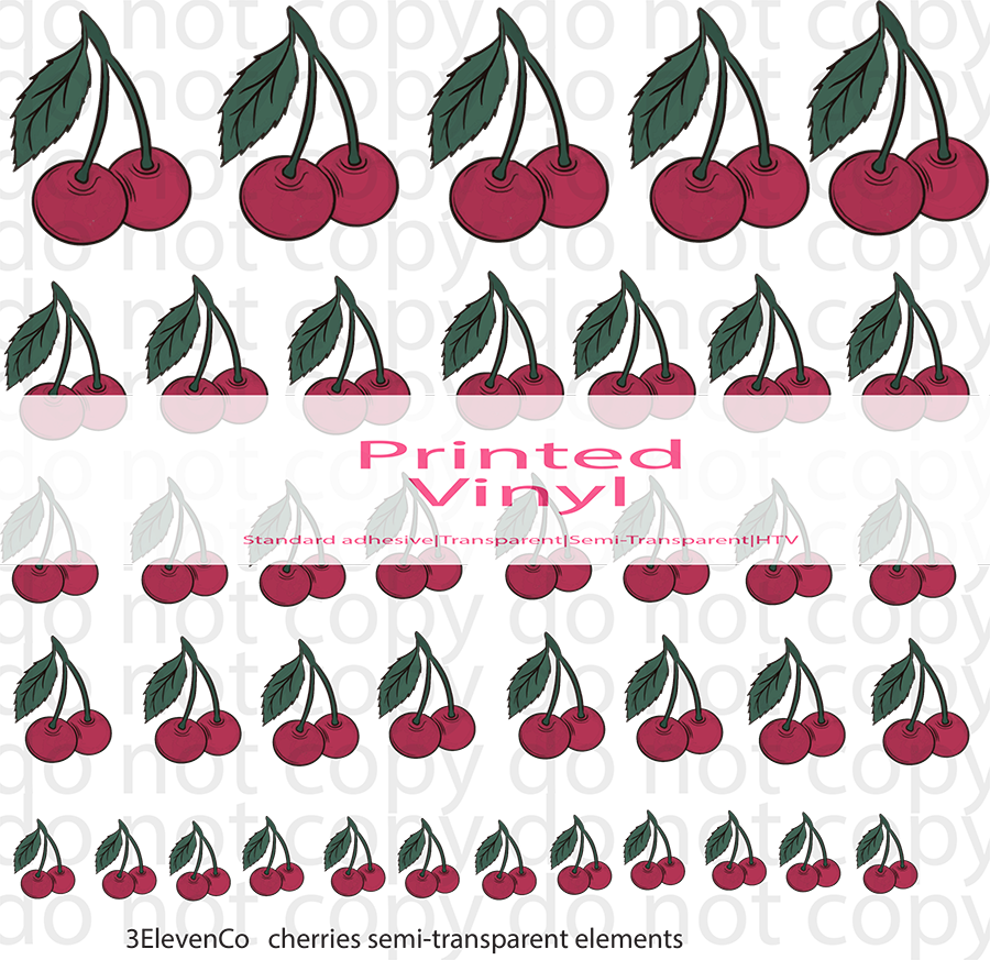 cherries semi-transparent or UV DTF element sheet