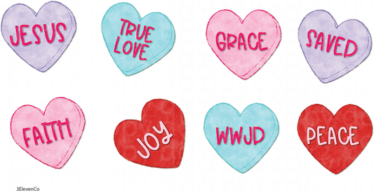 Christian candy hearts element sheet or vinyl sheet