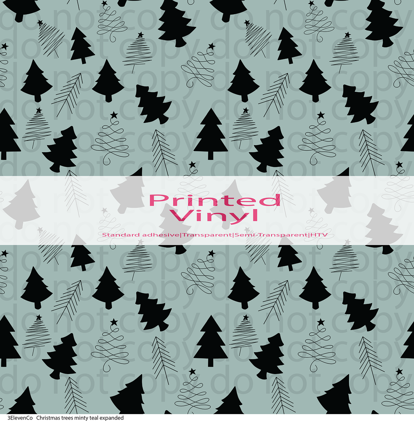 Christmas trees minty teal vinyl sheet