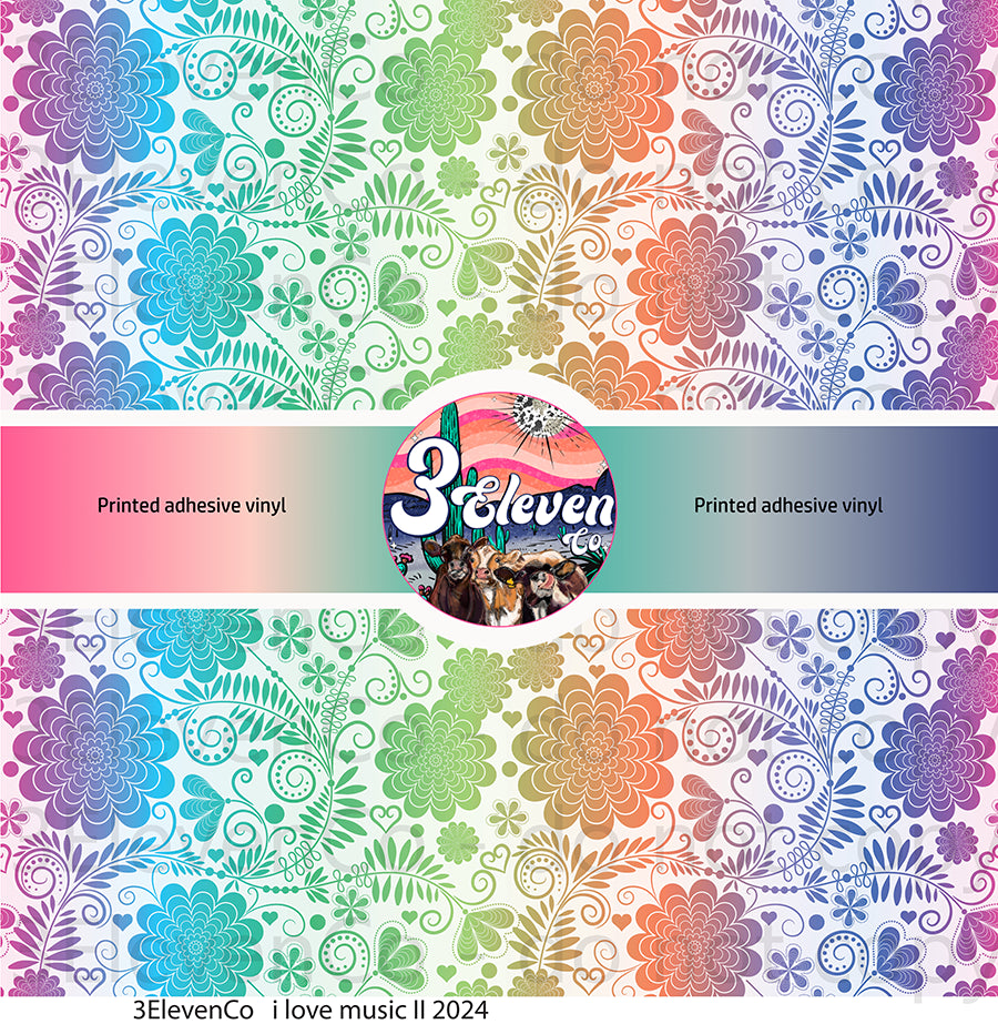 colorful vintage flowers 2024 vinyl sheet