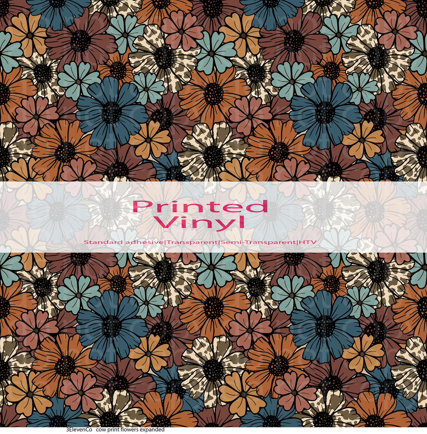 cow print florals vinyl sheet