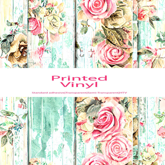 Weathered country floral vinyl sheet