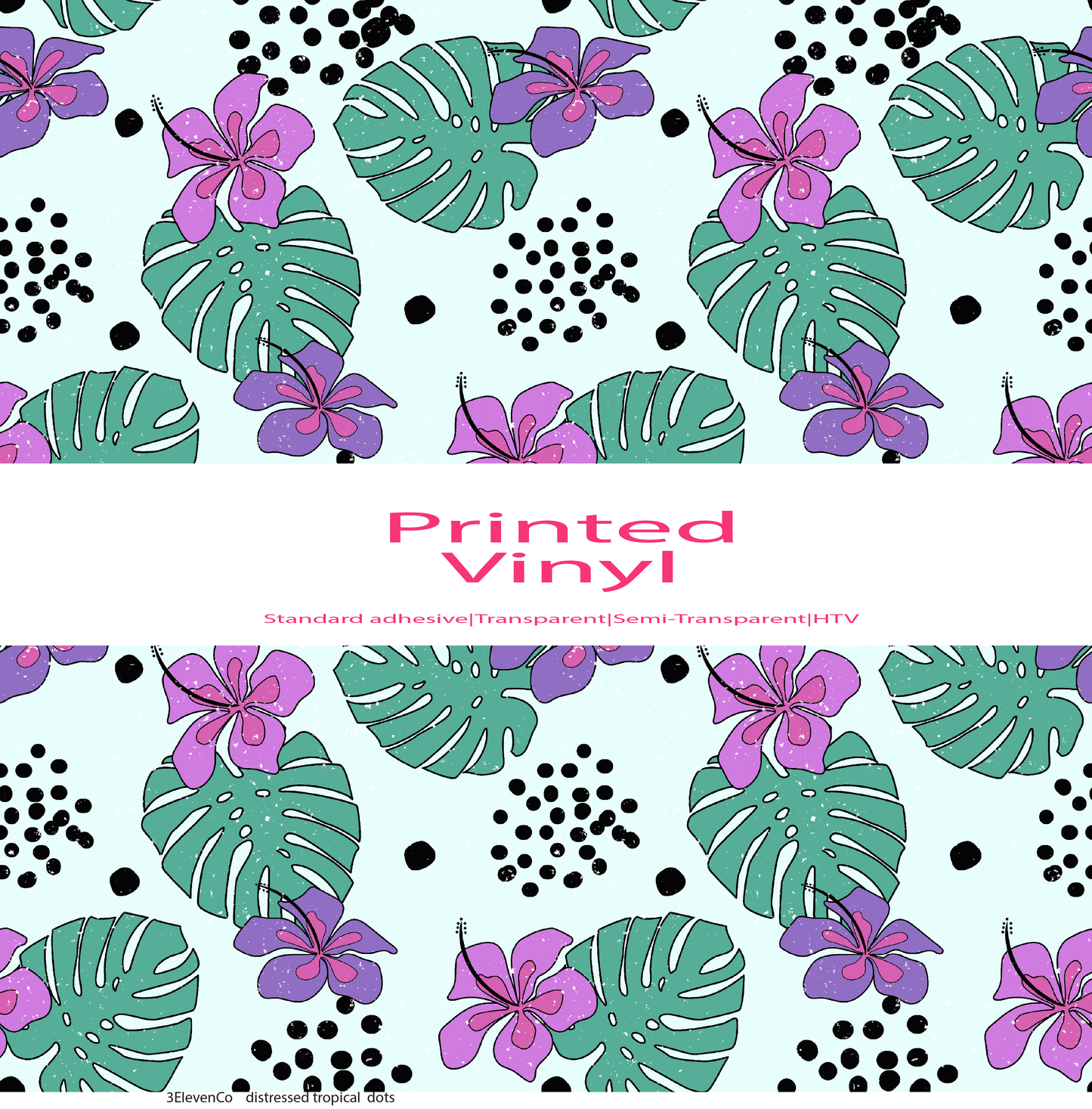 distressed tropical dots floral vinyl sheet