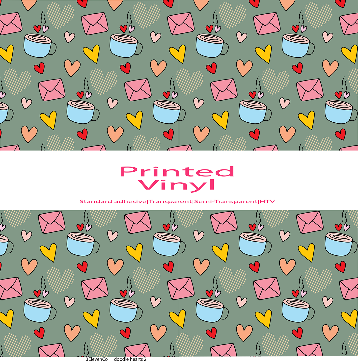 doodle hearts vinyl sheet