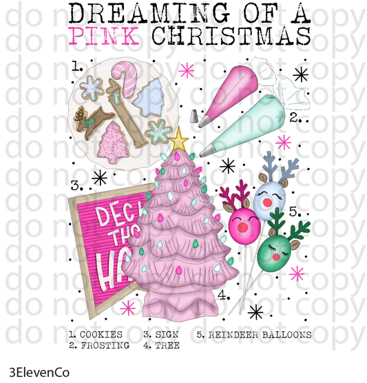 Dreaming of a pink Christmas UV DTF decal