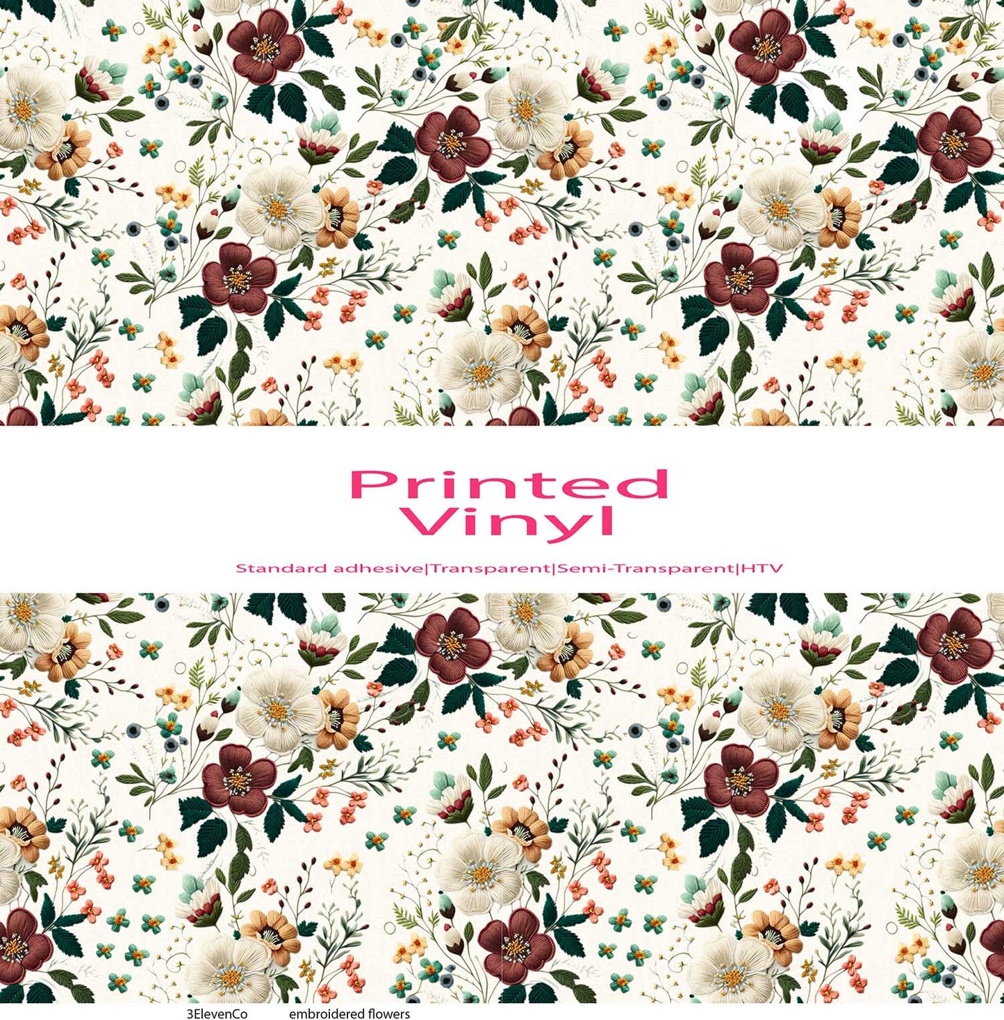 embroidered flowers vinyl sheet