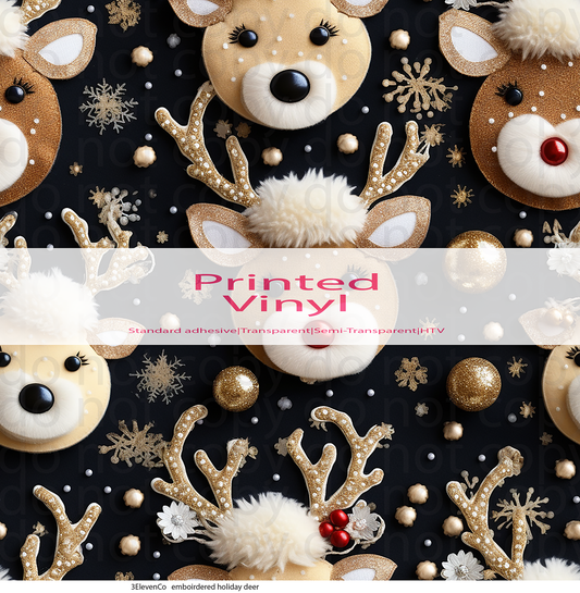 embroidered holiday deer vinyl sheet