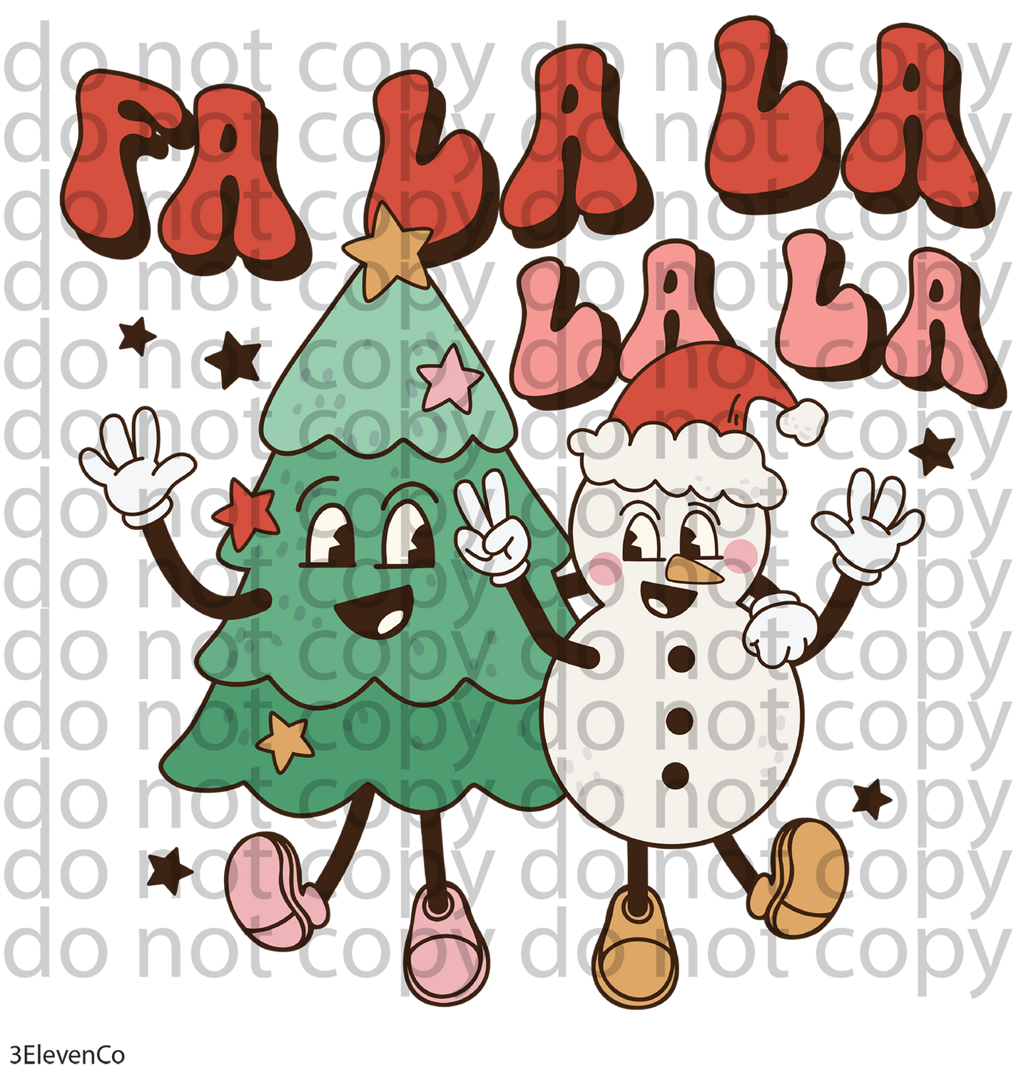 Fa la la tree and snowman decal