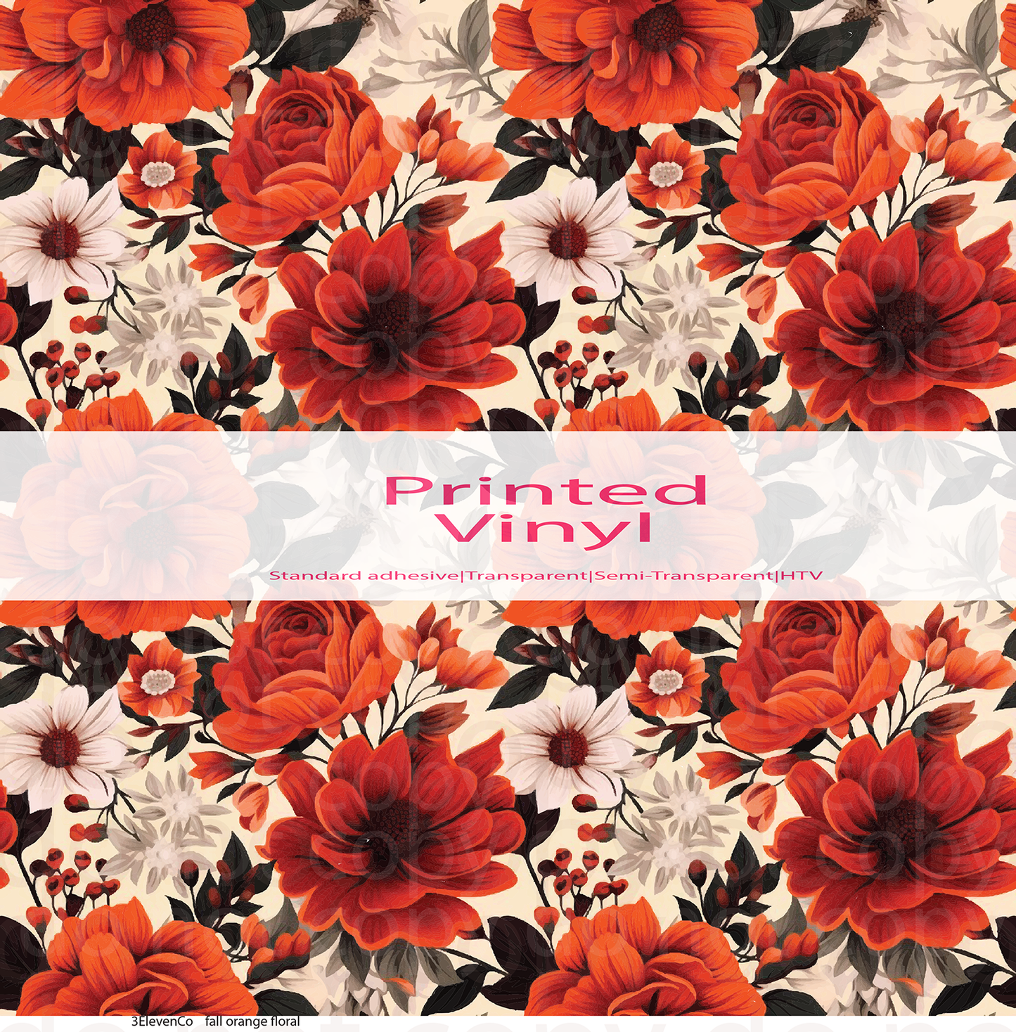 fall orange floral vinyl sheet