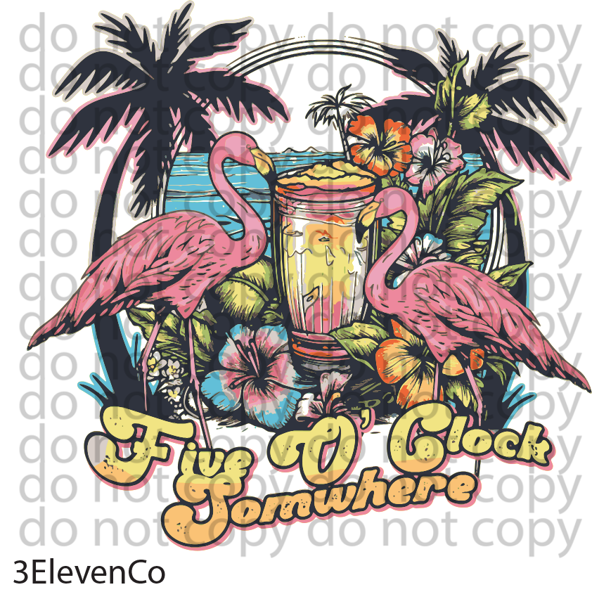 five o'clock somewhere flamingo decal