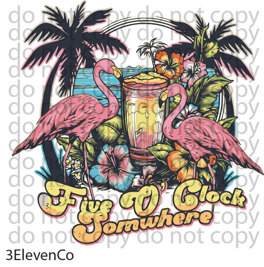 five o'clock somewhere flamingo decal