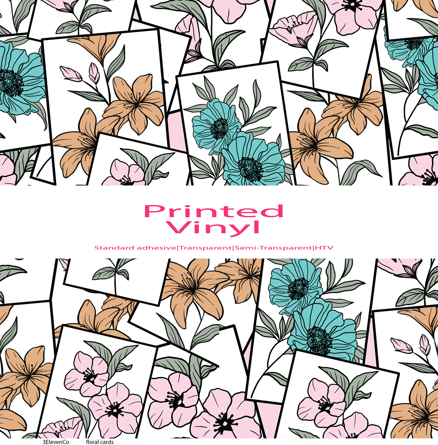 floral cards vinyl sheet