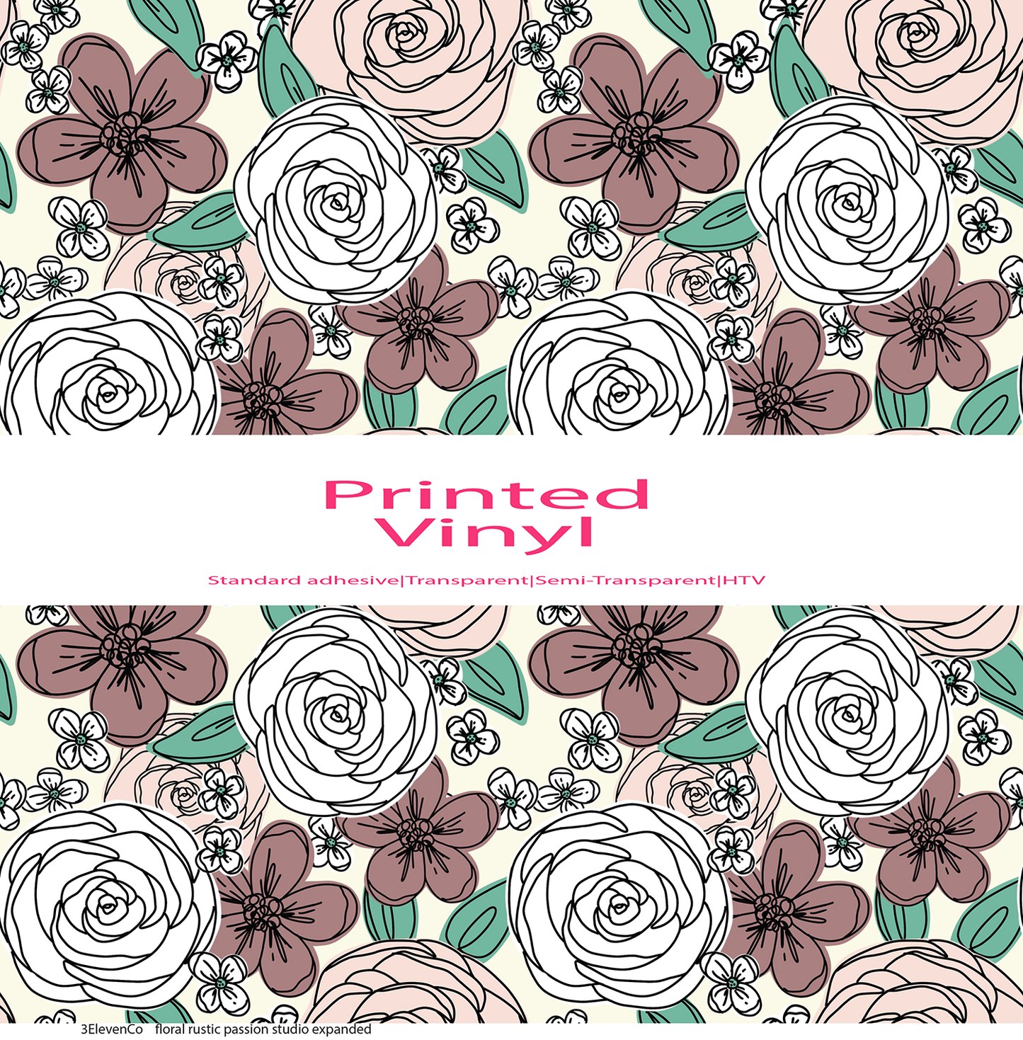 Neutral floral by Rustic Passion Studio vinyl sheet